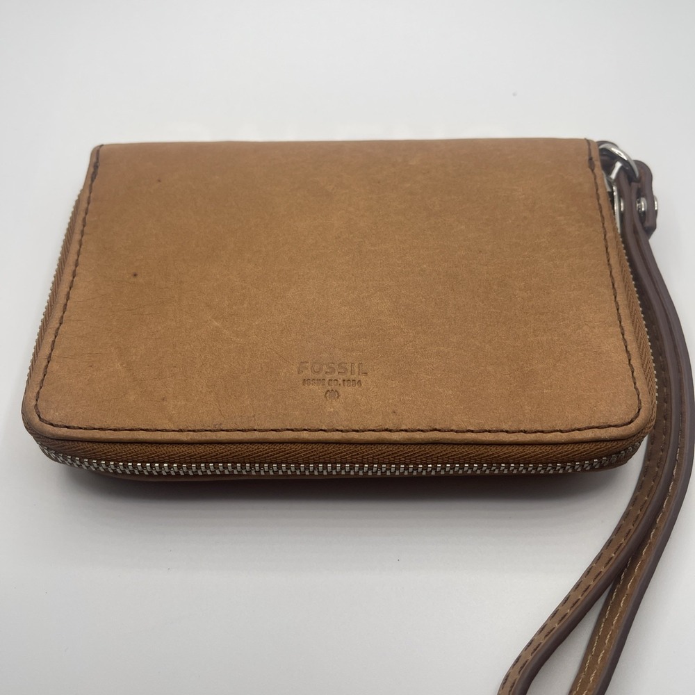 Fossil Issue No. 1954 Leather Zip Around Clutch Wallet Burgundy